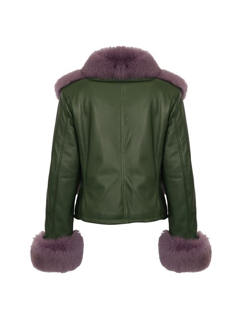 Giubbotto NP1994 in pelle e pelliccia di volpe YES LONDON | NP1994VERDE